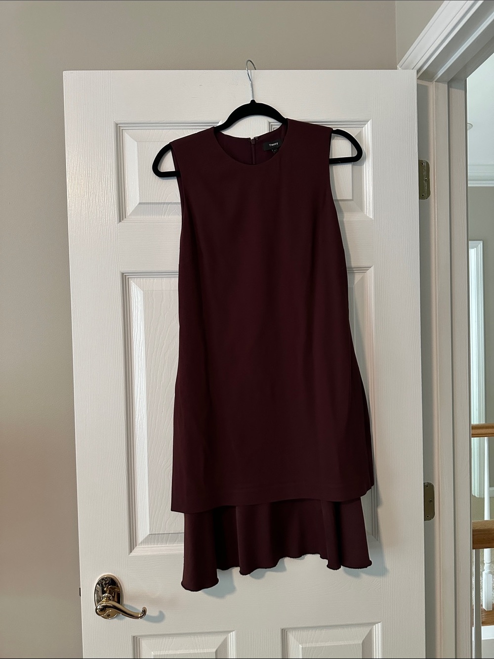 Theory Sleeveless Shift Dress in Burgundy; Side Slits